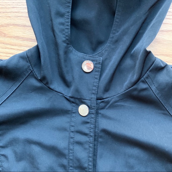 London Fog Long Hooded Raincoat Black Large - Picture 8 of 10